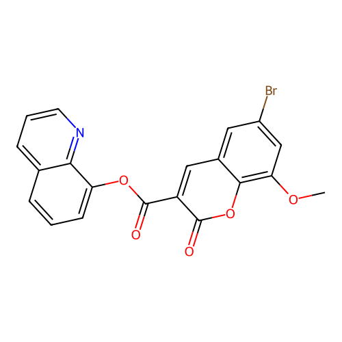 quinolin-8-yl 6-bromo-8-methoxy-2-oxo-2H-chromene-3-carboxylate structure