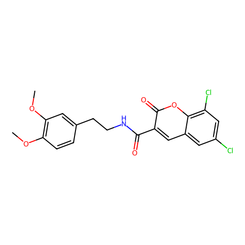 6,8-dichloro-N-(3,4-dimethoxyphenethyl)-2-oxo-2H-chromene-3-carboxamide structure