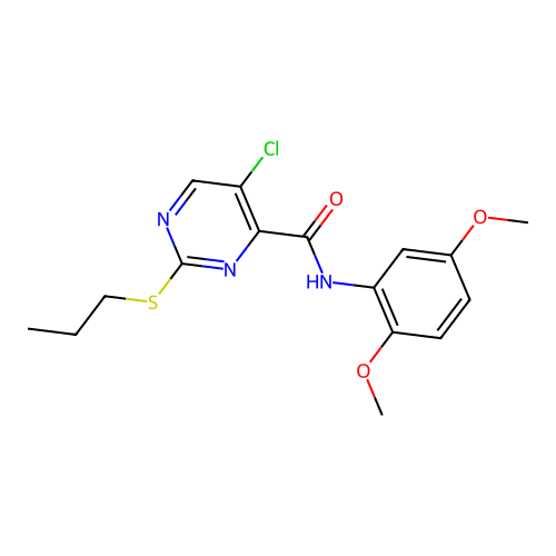 5-chloro-N-(2,5-dimethoxyphenyl)-2-(propylsulfanyl)pyrimidine-4-carboxamide structure