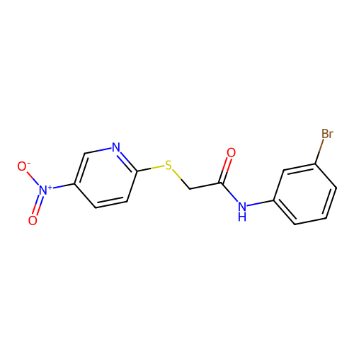 N-(3-bromophenyl)-2-(5-nitropyridin-2-yl)sulfanylacetamide structure