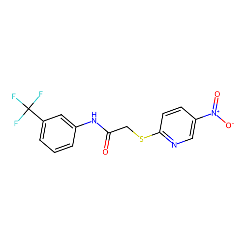 2-(5-nitropyridin-2-yl)sulfanyl-N-[3-(trifluoromethyl)phenyl]acetamide structure