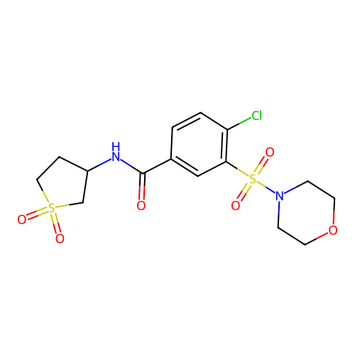 4-chloro-N-(1,1-dioxothiolan-3-yl)-3-morpholin-4-ylsulfonylbenzamide structure