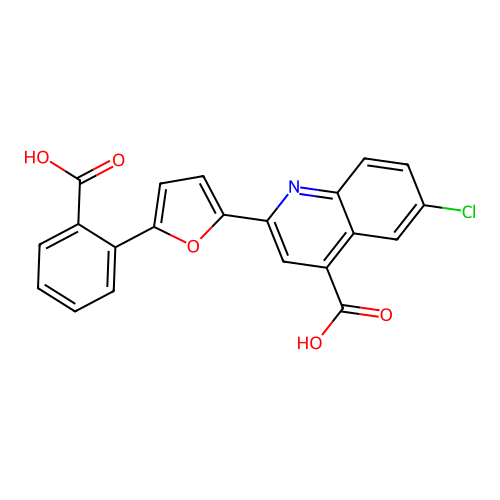 2-[5-(2-Carboxyphenyl)furan-2-yl]-6-chloroquinoline-4-carboxylic acid structure