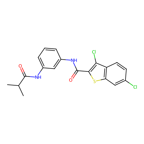 3,6-dichloro-N-[3-(isobutyrylamino)phenyl]-1-benzothiophene-2-carboxamide structure