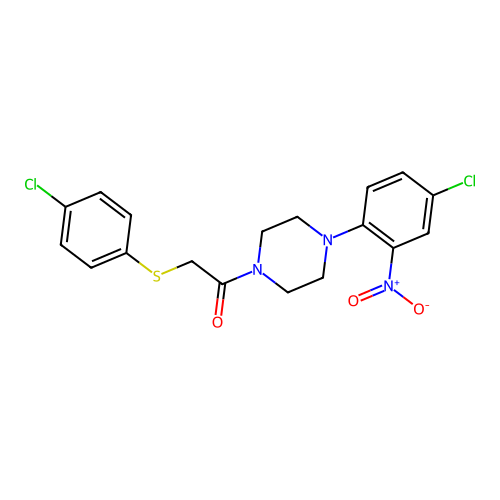 1-[4-(4-Chloro-2-nitrophenyl)piperazin-1-yl]-2-(4-chlorophenyl)sulfanylethanone structure