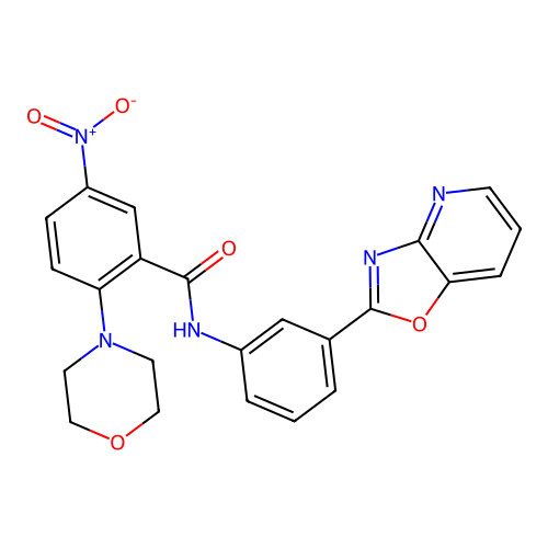 2-morpholin-4-yl-5-nitro-N-[3-([1,3]oxazolo[4,5-b]pyridin-2-yl)phenyl]benzamide structure