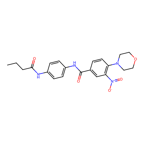N-[4-(butanoylamino)phenyl]-4-morpholin-4-yl-3-nitrobenzamide structure