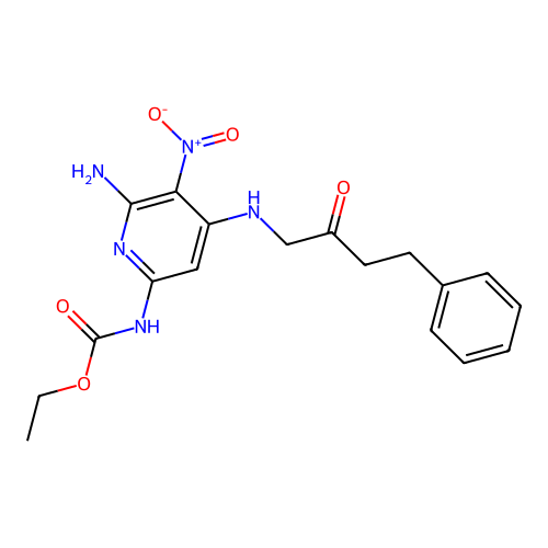 ethyl N-[6-amino-5-nitro-4-[(2-oxo-4-phenylbutyl)amino]pyridin-2-yl]carbamate structure