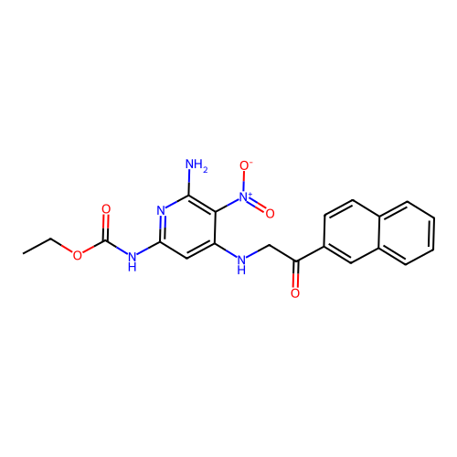 ethyl N-[6-amino-4-[(2-naphthalen-2-yl-2-oxoethyl)amino]-5-nitropyridin-2-yl]carbamate structure