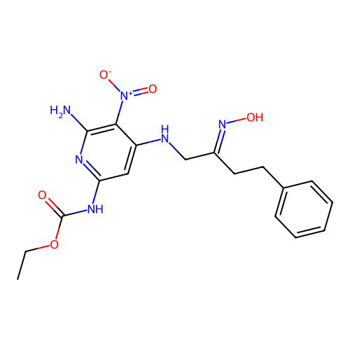 ethyl N-[6-amino-4-[[(2E)-2-hydroxyimino-4-phenylbutyl]amino structure