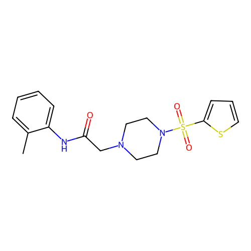 N-(2-methylphenyl)-2-(4-thiophen-2-ylsulfonylpiperazin-1-yl)acetamide structure