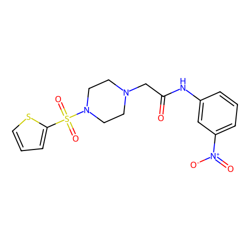 N-(3-nitrophenyl)-2-(4-thiophen-2-ylsulfonylpiperazin-1-yl)acetamide structure