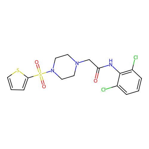 N-(2,6-dichlorophenyl)-2-(4-thiophen-2-ylsulfonylpiperazin-1-yl)acetamide structure