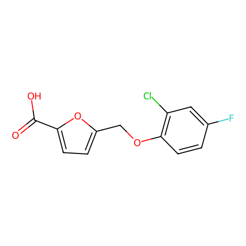5-[(2-Chloro-4-fluorophenoxy)methyl]furan-2-carboxylic acid structure