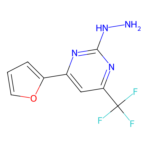 4-(2-Furanyl)-2-hydrazinyl-6-(trifluoromethyl)pyrimidine structure