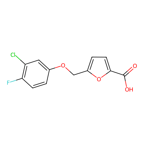 5-[(3-Chloro-4-fluorophenoxy)methyl]furan-2-carboxylic acid structure