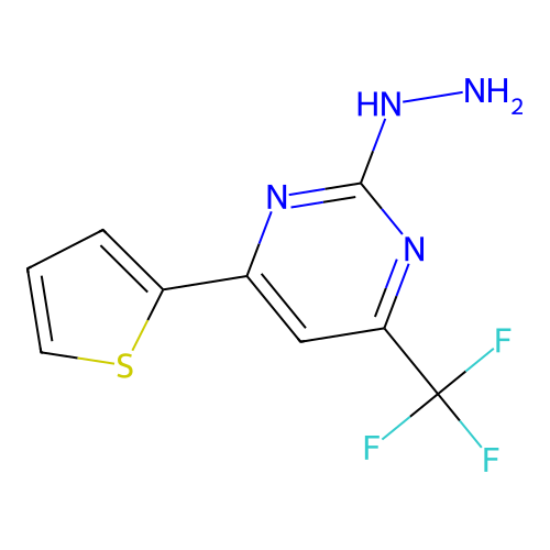 2-Hydrazinyl-4-(thiophen-2-yl)-6-(trifluoromethyl)pyrimidine structure