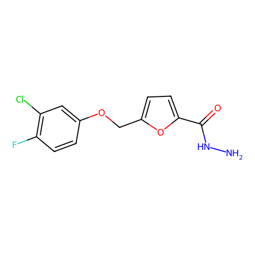 5-[(3-Chloro-4-fluorophenoxy)methyl]furan-2-carbohydrazide structure