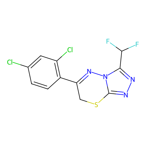 6-(2,4-dichlorophenyl)-3-(difluoromethyl)-7H-[1,2,4]triazolo[3,4-b][1,3,4]thiadiazine structure