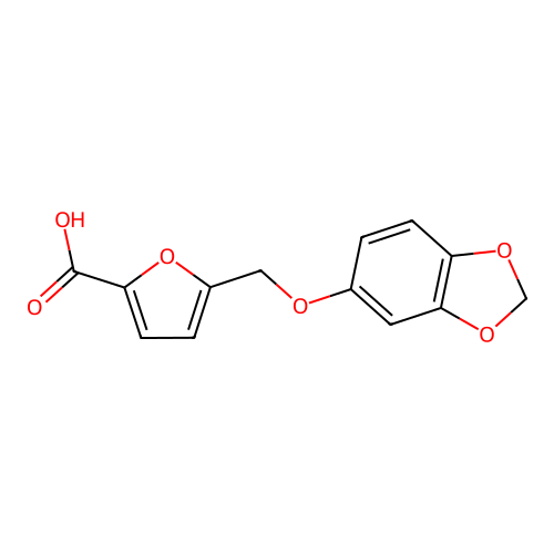 5-[(1,3-Benzodioxol-5-yloxy)methyl]-2-furoic acid structure