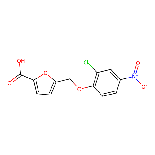 5-[(2-Chloro-4-nitrophenoxy)methyl]furan-2-carboxylic acid structure