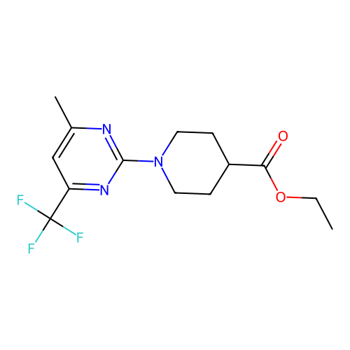 Ethyl 1-[4-methyl-6-(trifluoromethyl)pyrimidin-2-yl]piperidine-4-carboxylate structure