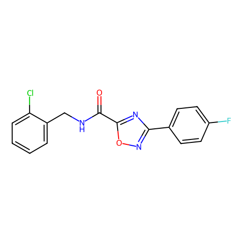 N-[(2-chlorophenyl)methyl]-3-(4-fluorophenyl)-1,2,4-oxadiazole-5-carboxamide structure
