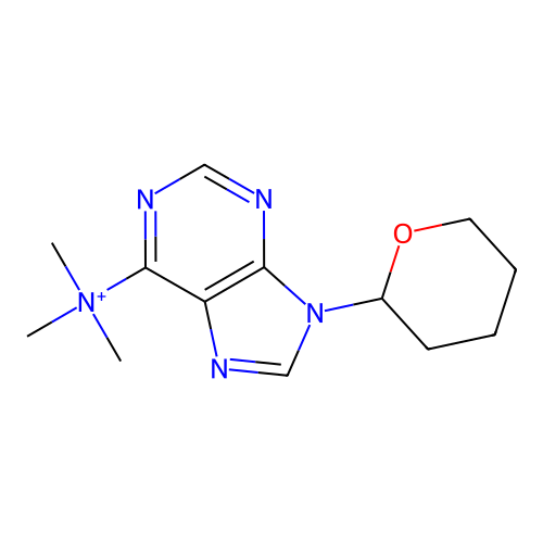 9-tetrahydro-2H-pyran-2-yl-6-(trimethyl-5-azanyl)-9H-purine structure