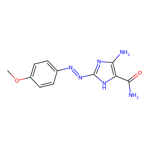 4-amino-2-[(4-methoxyphenyl)diazenyl]-1H-imidazole-5-carboxamide structure