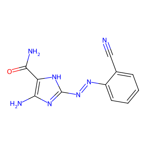 4-amino-2-[(2-cyanophenyl)diazenyl]-1H-imidazole-5-carboxamide structure