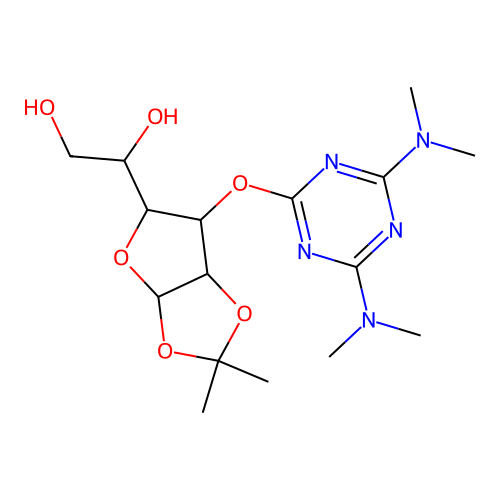 1-[6-[[4,6-bis(dimethylamino)-1,3,5-triazin-2-yl]oxy]-2,2-dimethyl-3a,5,6,6a-tetrahydrofuro[2,3-d][1,3]dioxol-5-yl]ethane-1,2-diol structure