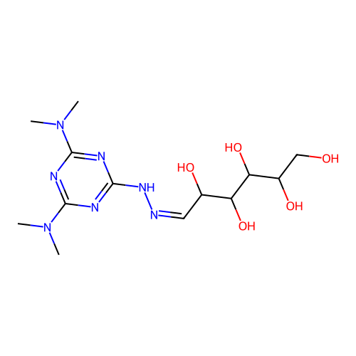 (6E)-6-[[4,6-bis(dimethylamino)-1,3,5-triazin-2-yl]hydrazinylidene]hexane-1,2,3,4,5-pentol structure