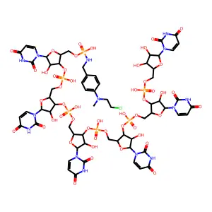 4-(N-2-chloroethyl-N-methylamino)-benzylphosphamide hexauridylate structure