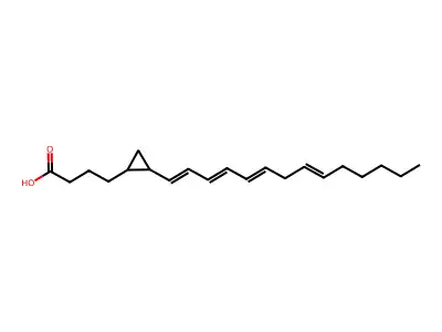 4-(2-Tetradeca-1,3,5,8-tetraenylcyclopropyl)butanoic acid structure