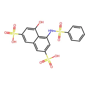 4-Hydroxy-5-[(phenylsulphonyl)amino]naphthalene-2,7-disulphonic acid structure