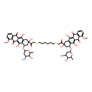 S,S-Bis(daunorubicin-14-yl)hexane-1,2-dithiol structure