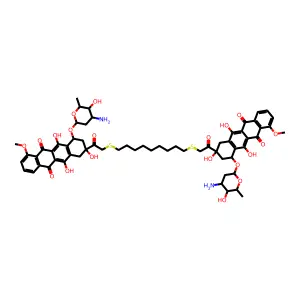 S,S-Bis(daunorubicin-14-yl)nonane-1,2-dithiol structure