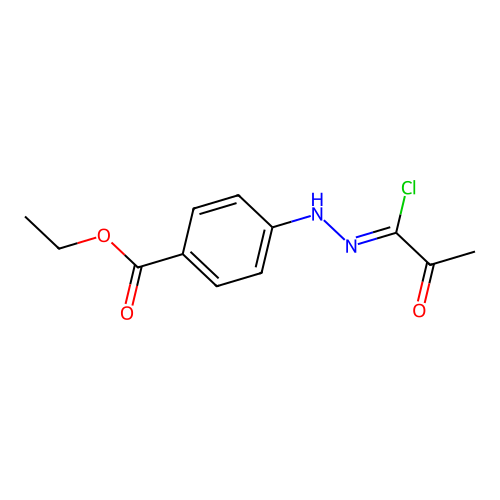 Benzoic acid, 4-[(1-chloro-2-oxopropylidene)hydrazino]-, ethyl ester structure