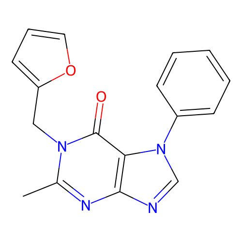 1-(Furan-2-ylmethyl)-2-methyl-7-phenylpurin-6-one structure