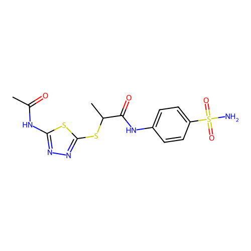 2-[(5-acetamido-1,3,4-thiadiazol-2-yl)sulfanyl]-N-(4-sulfamoylphenyl)propanamide structure