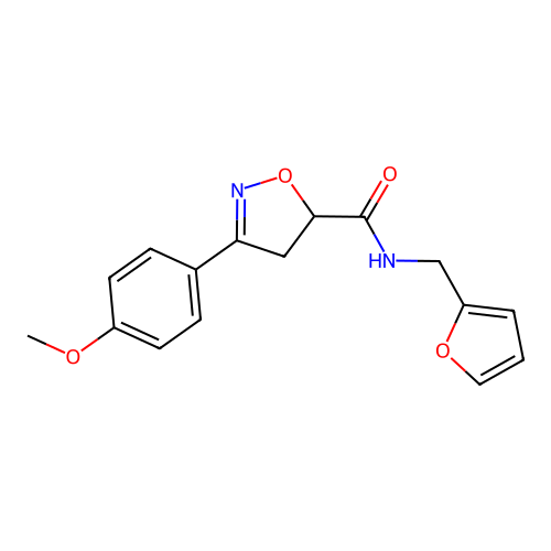 N-(furan-2-ylmethyl)-3-(4-methoxyphenyl)-4,5-dihydro-1,2-oxazole-5-carboxamide structure