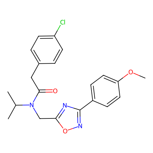 2-(4-chlorophenyl)-N-[[3-(4-methoxyphenyl)-1,2,4-oxadiazol-5-yl]methyl]-N-propan-2-ylacetamide structure