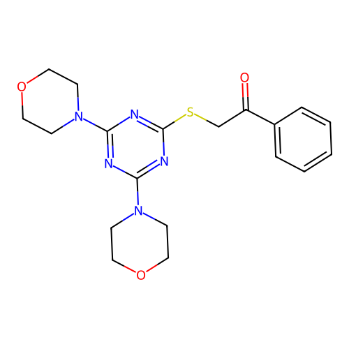 2-[(4,6-Dimorpholin-4-yl-1,3,5-triazin-2-yl)sulfanyl]-1-phenylethanone structure