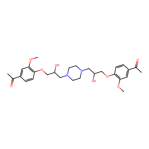 1-[4-(3-{4-[3-(4-acetyl-2-methoxyphenoxy)-2-hydroxypropyl]piperazin-1-yl}-2-hydroxypropoxy)-3-methoxyphenyl]ethan-1-one structure