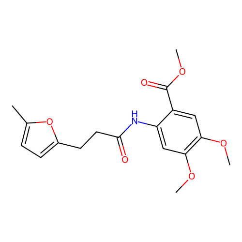 Methyl 4,5-dimethoxy-2-[3-(5-methylfuran-2-YL)propanamido]benzoate structure