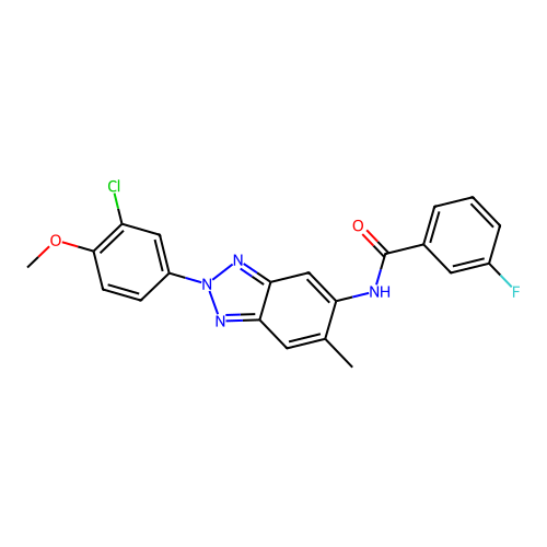 N-[2-(3-chloro-4-methoxyphenyl)-6-methylbenzotriazol-5-yl]-3-fluorobenzamide structure