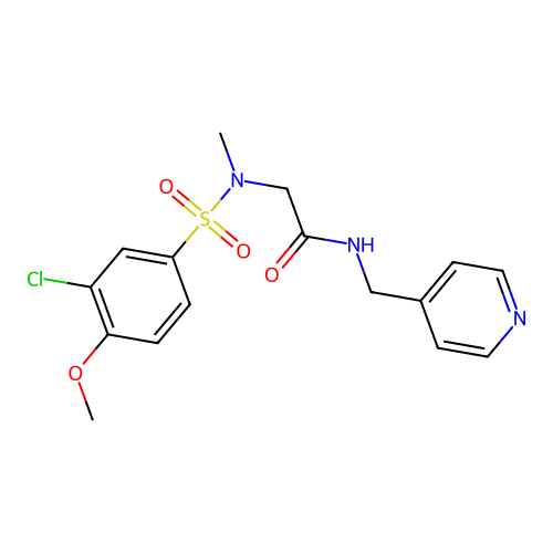 2-[(3-chloro-4-methoxyphenyl)sulfonyl-methylamino]-N-(pyridin-4-ylmethyl)acetamide structure