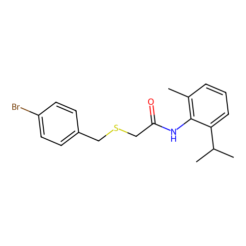 2-[(4-bromophenyl)methylsulfanyl]-N-(2-methyl-6-propan-2-ylphenyl)acetamide structure