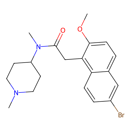 2-(6-bromo-2-methoxynaphthalen-1-yl)-N-methyl-N-(1-methylpiperidin-4-yl)acetamide structure