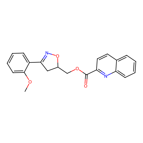 [3-(2-Methoxyphenyl)-4,5-dihydro-1,2-oxazol-5-yl]methyl quinoline-2-carboxylate structure